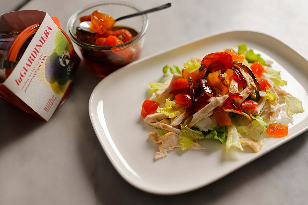 Insalata di pollo sfiziosa con la Giardiniera di verdure Bonci