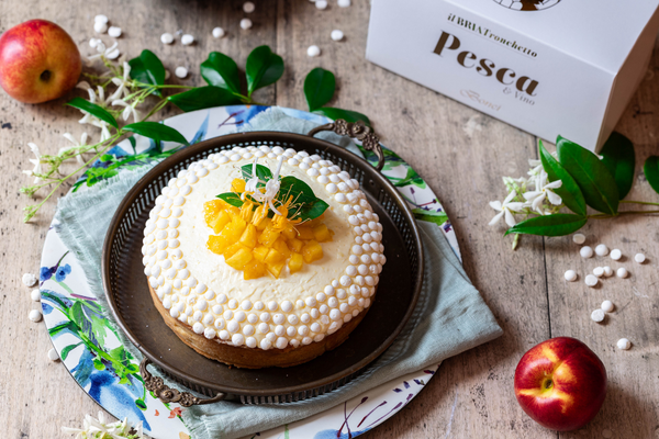 Tarte con Crema Diplomatica e Tronchetto Pesca & Vino